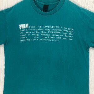 Richard Simons‎ Sweat Definition Teal Graphic T-Shirt Single Stitch Size XL